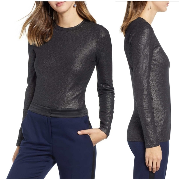 1901 black metallic long sleeve tee - Picture 1 of 6